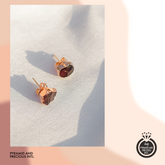 Raw Garnet Electroplated Stud Earrings, Copper Jewelry, January Birthstone, Sold By One Pair